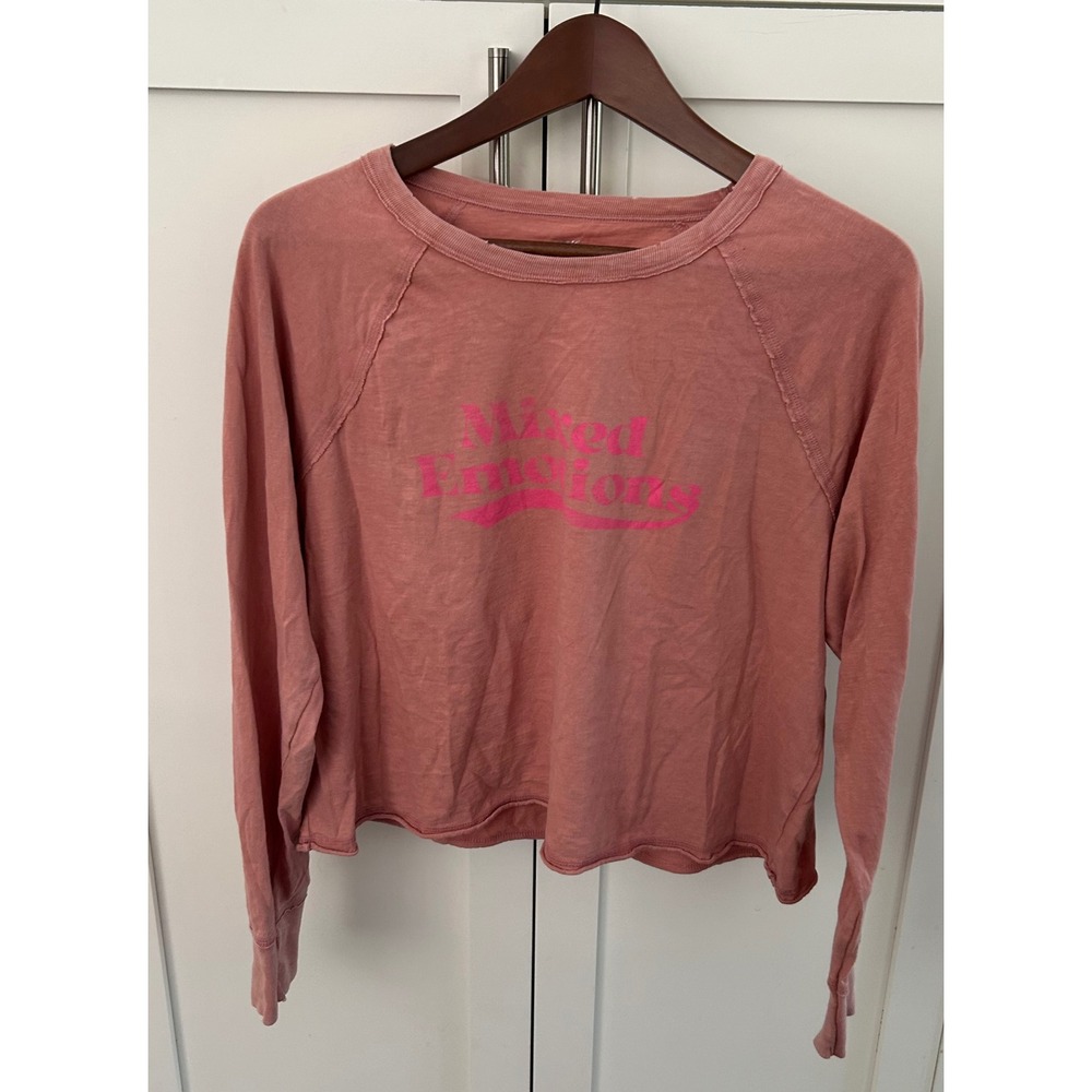 Aerie Graphic Long Sleeve Cropped Top Casual Everyday Tee‎ Shirt Small